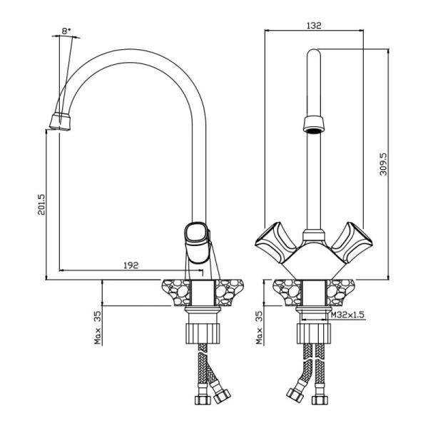 Смеситель OLIVES Vasco 27430VS для кухни хром