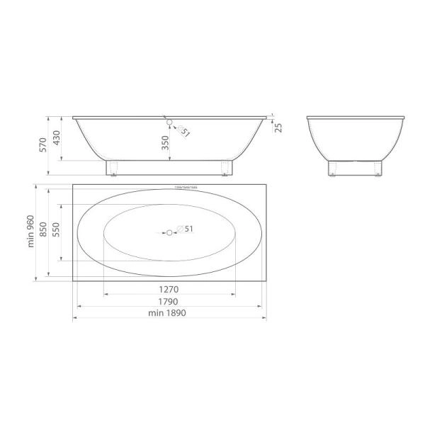Ванна AquaStone Мальта 189х96 иск. камень