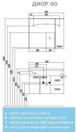 Шкаф зеркало Акватон Диор 80 1A168002DR01R с подсветкой белый