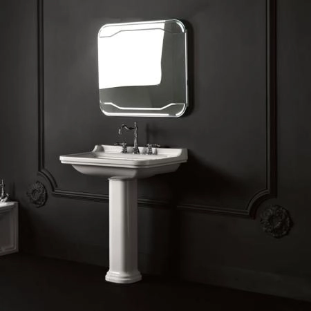 Kerasan Waldorf Раковина 80х55 см, 3 отв., с пьедесталом, цвет: белый/хром