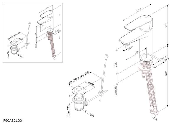 Смеситель для раковины AM.PM Gem F90A82100 хром