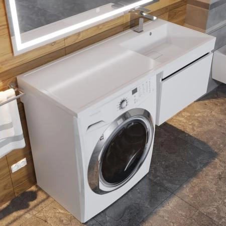 Тумба под стиральную машину Uperwood Magenta, 50 см, подвесная, белая/графит, выдвижной ящик