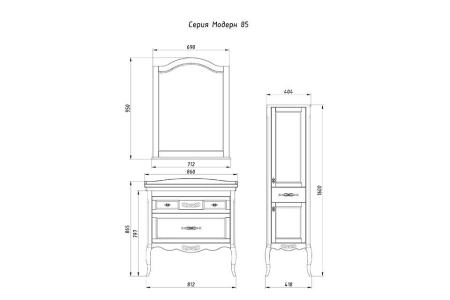 Тумба под раковину ASB-Woodline Модерн 85 Белый (патина серебро)
