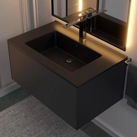 Раковина кварцевая Uperwood Parma Quartz, 75 см, черная матовая, космос