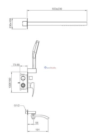 Душевая система Gappo G7107-70 встраиваемая 3-функции Хром с изливом