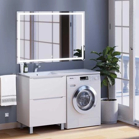 Тумба под стиральную машину Uperwood Tanos 60 см, напольная, белая, 2 ящика