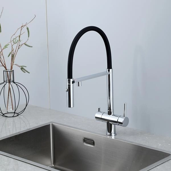 Смеситель GAPPO G4397-80 для кухни с гибким изливом и подключением фильтра, хром