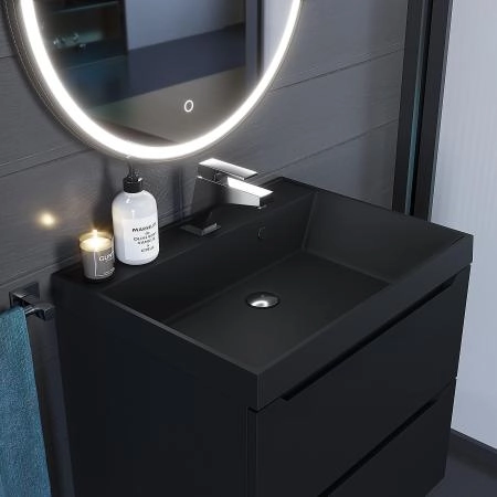 Раковина кварцевая Uperwood Classic Quartz 60 см, черная матовая, уголь