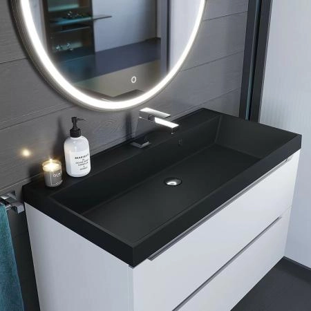 Раковина кварцевая Uperwood Classic Quartz 100 см, черная матовая, уголь