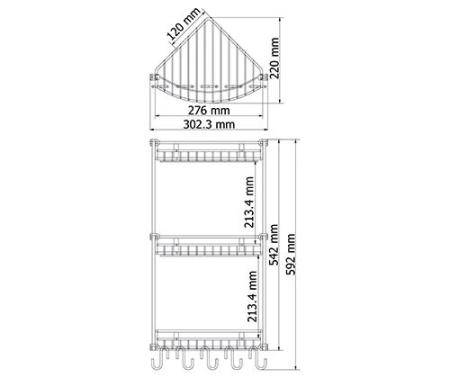 Этажерка настенная WasserKraft K-1233 угловая 27 см хром
