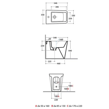 Globo Incantho Биде напольное 54x35х44 см, с 1 отв., цвет: белый