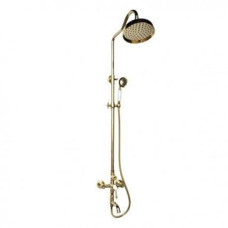 Душевая колонна Magliezza BIANCO 13023-do со смесителем, верхним и ручным душем TL-3-do, тропическая лейка - d-300mm. золото
