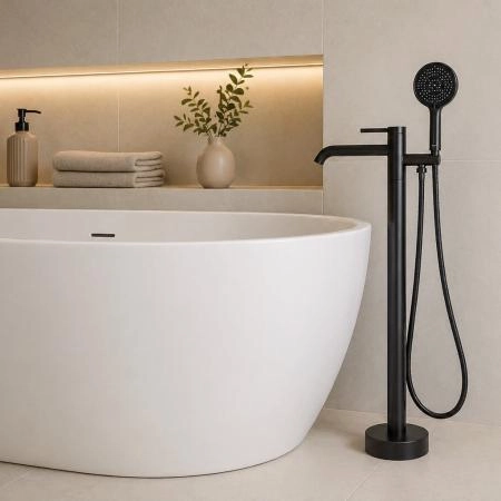 Смеситель GAPPO G3006-6 для ванны напольный, черный