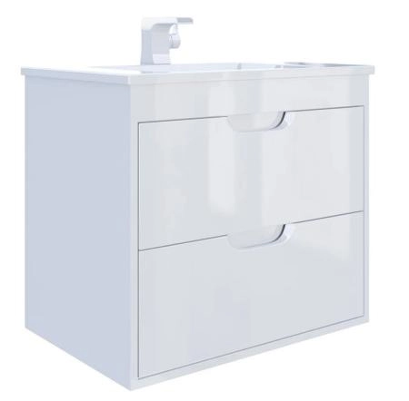 Тумба с раковиной для ванной Uperwood Modul 65 см, подвесная, глянцевая, белая