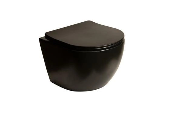 Унитаз подвесной SantiLine SL-5018MB безободковый, черный матовый сиденье микролифт