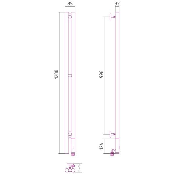 Полотенцесушитель Сунержа Нюанс 85x1200 электрический