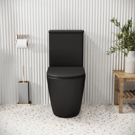 Унитаз Grossman GR-4480BMS Color (620*365*810) ЧЕРНЫЙ МАТОВЫЙ напольный Безободковый с тонкой крышкойста