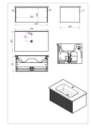 Тумба под раковину LA FENICE TERRA Bianca белая 80 FNC-01-TER-B-80 белый матовый
