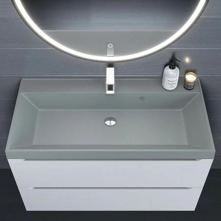 Раковина кварцевая Uperwood Classic Quartz 100 см, серая матовая, платина