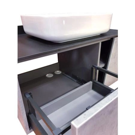 Тумба с раковиной Comforty Эдинбург-90 бетон светлый с черной столешницей