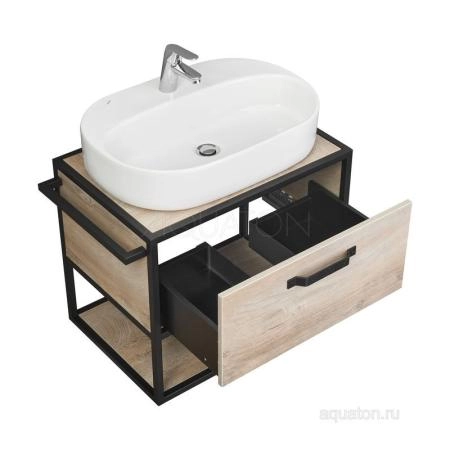 Тумба под раковину AQUATON Лофт Фабрик 80 дуб эндгрейн 1A242401LTDU0
