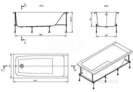 Ванна Roca Elba 170х75 прямоугольная белая акриловая 248507000