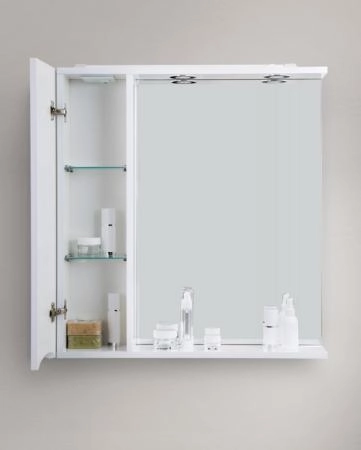 Шкаф Belbagno MARINO Bianco Lucido зеркальный подвесной с подсветкой, правосторонний MARINO-SPC-800/750-1A-BL-P-R