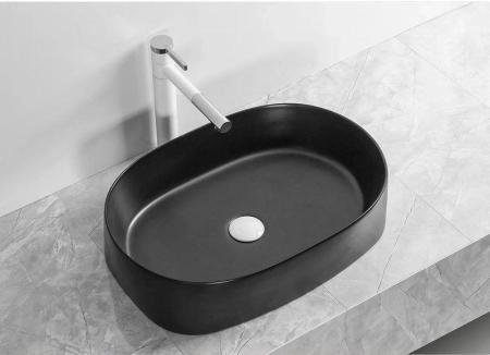 Раковина Cerutti SPA CR2691 накладная, черный матовый, овальная 560х390х140