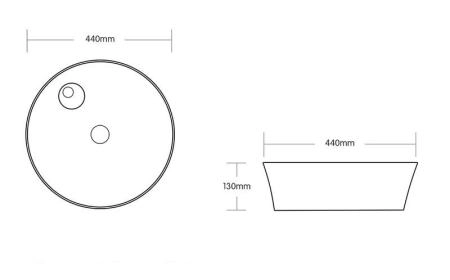 Раковина Cerutti SPA CR0090 накладная, белая, круглая, с отверстием под смеситель 440х440х130