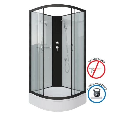 Душевая кабина Niagara NG-6701-14BK 900х900х2000 средний поддон 26см стекло прозрачное черные профиля