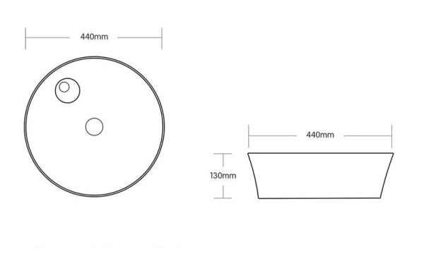 Раковина Cerutti SPA CR0090 накладная, белая, круглая, с отверстием под смеситель 440х440х130