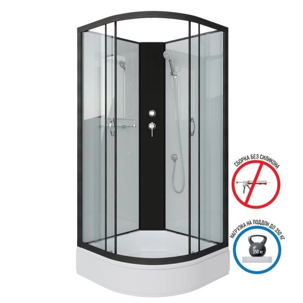 Душевая кабина Niagara NG-6701-14BK 900х900х2000 средний поддон 26см стекло прозрачное черные профиля