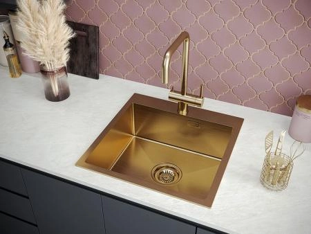 Кухонная мойка Paulmark VELTEN PM905151-BG брашированное золото 510х510мм нерж. Сталь