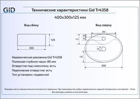Раковина CeramaLux Simple-N Tr4358 40 см подвесная