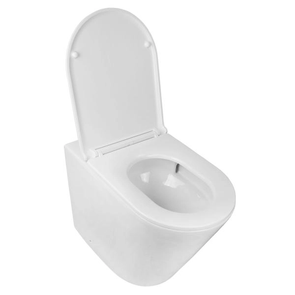 Унитаз приставной Azario 580х360х430 безободковый, быстросъемное сиденье микролифт, с системой смыва Tornado (AZ-1003D-UQ1)