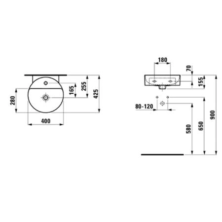Laufen VAL Раковина 400x425х110мм с 1 отв. под смеситель, цвет: белый