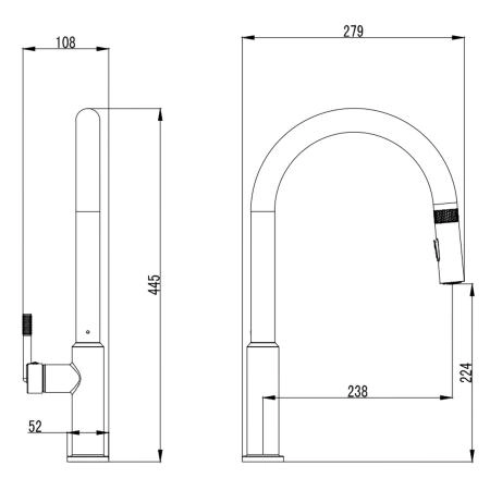 Смеситель для кухонной мойки Azario Diamond выдвижной излив, хром (AZ-VJB569193C)