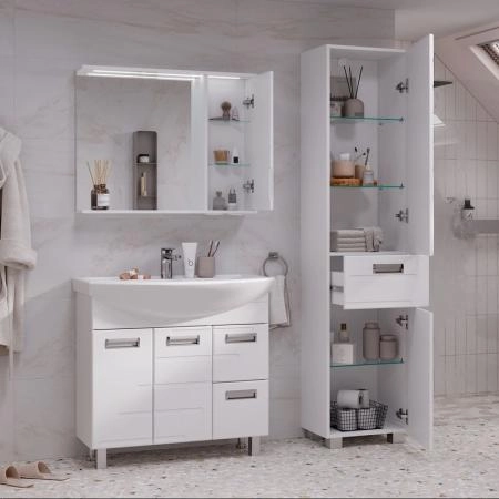 Зеркало-шкаф с LED подсветкой Volna Joli 80 правое (белый)