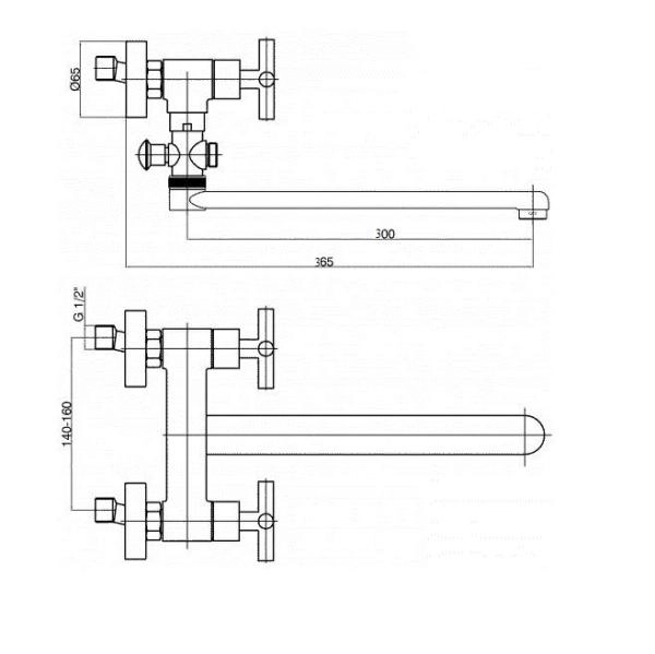 Смеситель для ванны GPD NINO AEB08-3 хром