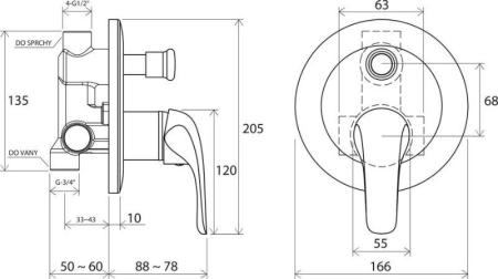 Смеситель Ravak Rosa встроенный для ванны RS 061.00