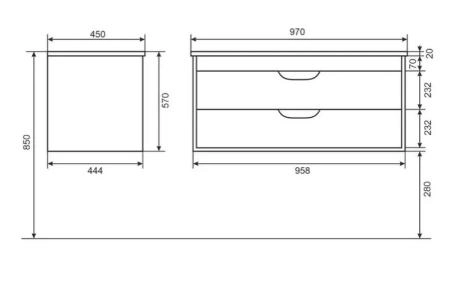 Тумба под раковину для ванной Uperwood Modul 100 см, подвесная, глянцевая, белая