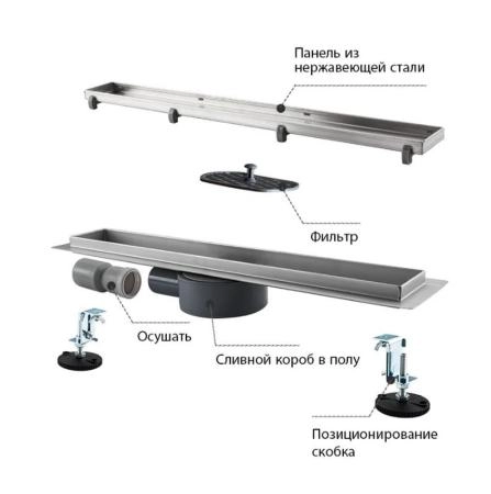 Душевой трап Gappo G83007-4 сатин 70x300