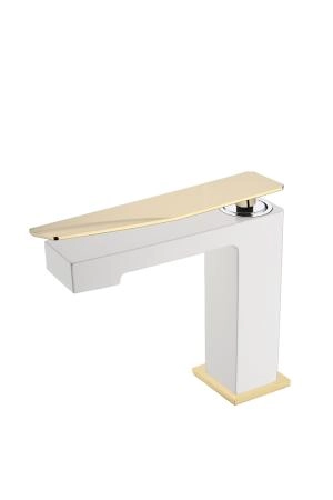 Смеситель для раковины низкий Boheme Q White-Gold 141-WG.2