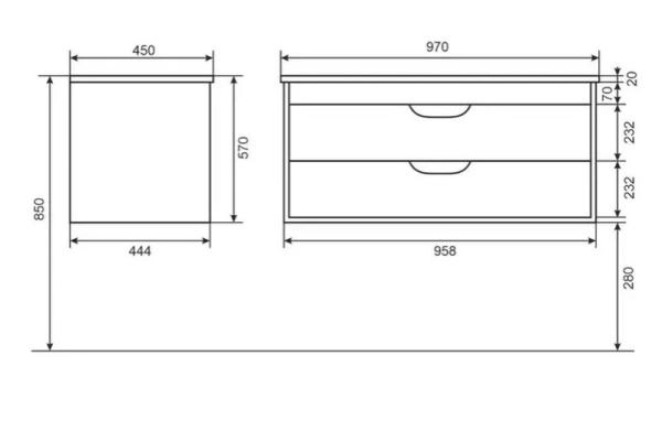 Тумба под раковину для ванной Uperwood Modul 100 см, подвесная, глянцевая, белая