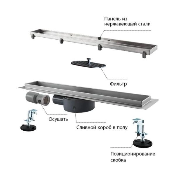 Душевой трап Gappo G83007-4 сатин 70x300