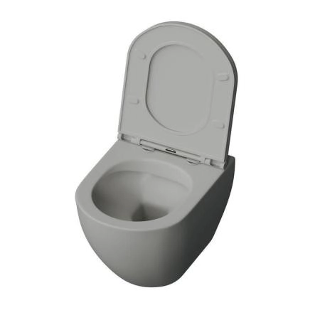 Унитаз Grossman GR-4455GMS (490*370*360) подвесной безободковый с тонкой крышкой, серый матовый
