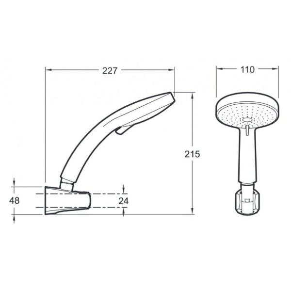 Ручной душ Jacob Delafon CITRUS E12917-CP с держателем и шлангом хром