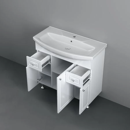 Тумба с раковиной напольная RedBlu by Damixa Palace One M41-FSX0853WG-WCC085 белый глянцевый