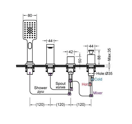 Смеситель для ванны с душем, врезной Timo Torne (4330/03Y)