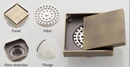 Душевой трап Gappo G81005-4 бронза 100x100мм